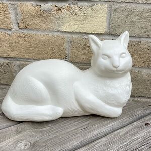 Vintage Blow Mold White Cat Rare Ontario 12” Unpainted Halloween Plastic